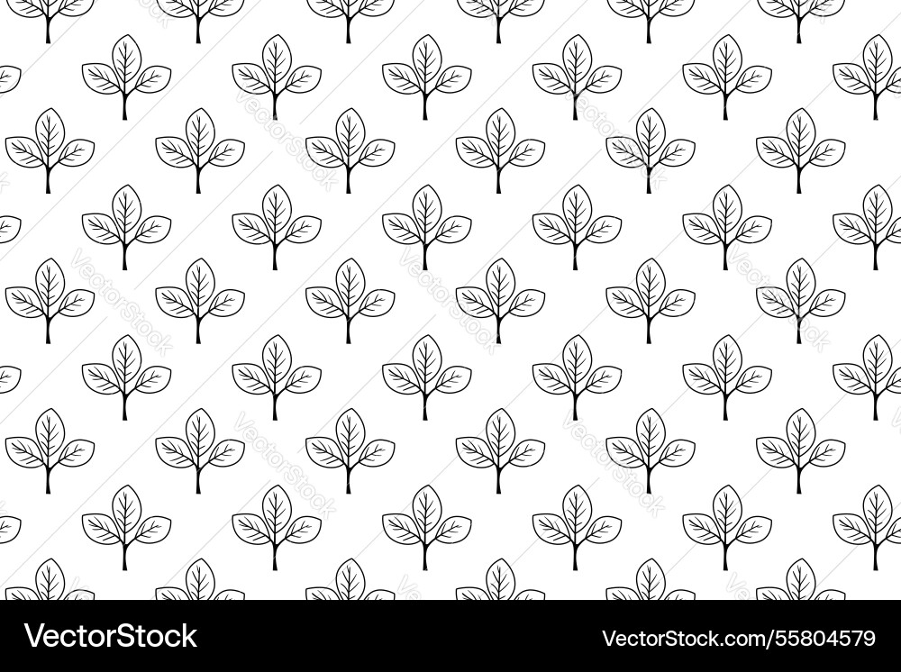 Elegant seamless pattern of simple black leaf vector image