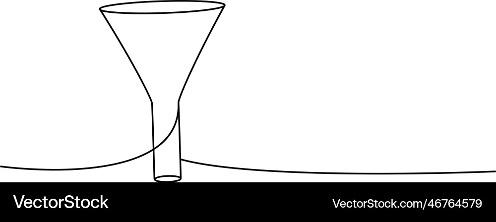 Filter funnel one line continuous drawing vector image