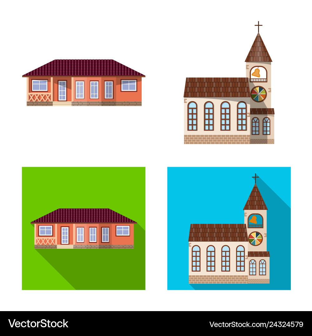 Isoliertes Objekt des Gebäudes und des vorderen Symbolsatzes Isoliertes Objekt des Gebäudes und des vorderen Symbolsatzes vektorbild