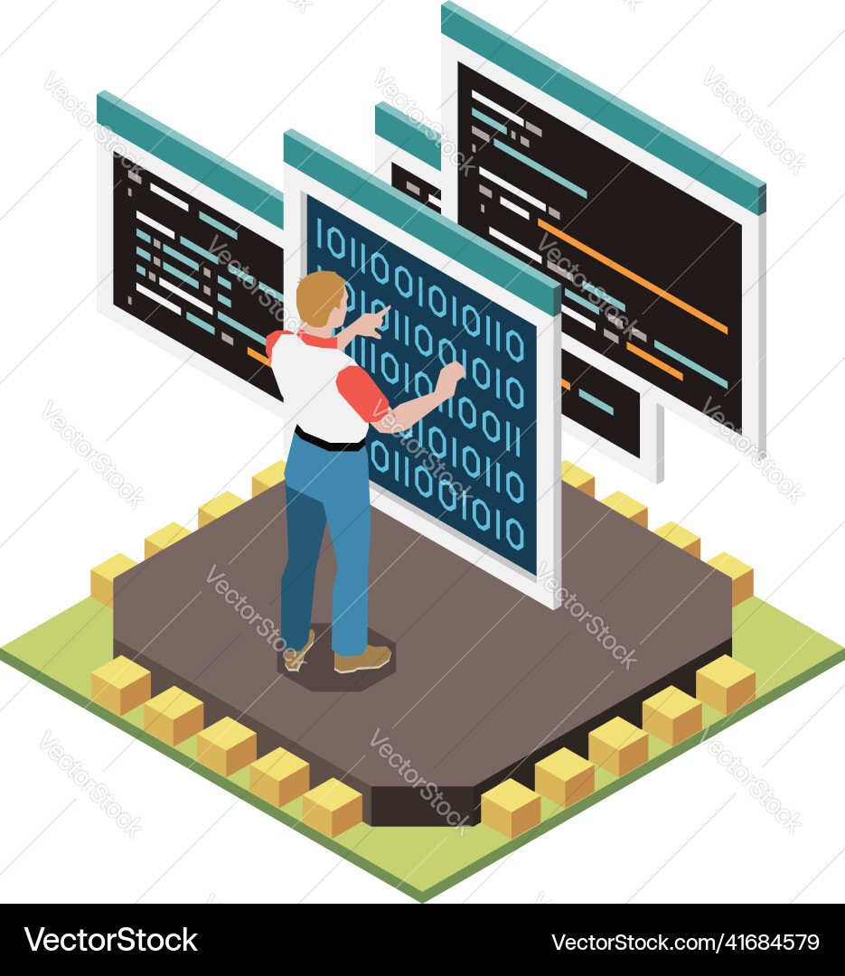 Isometric chip programming composition Isometric chip programming composition vector image