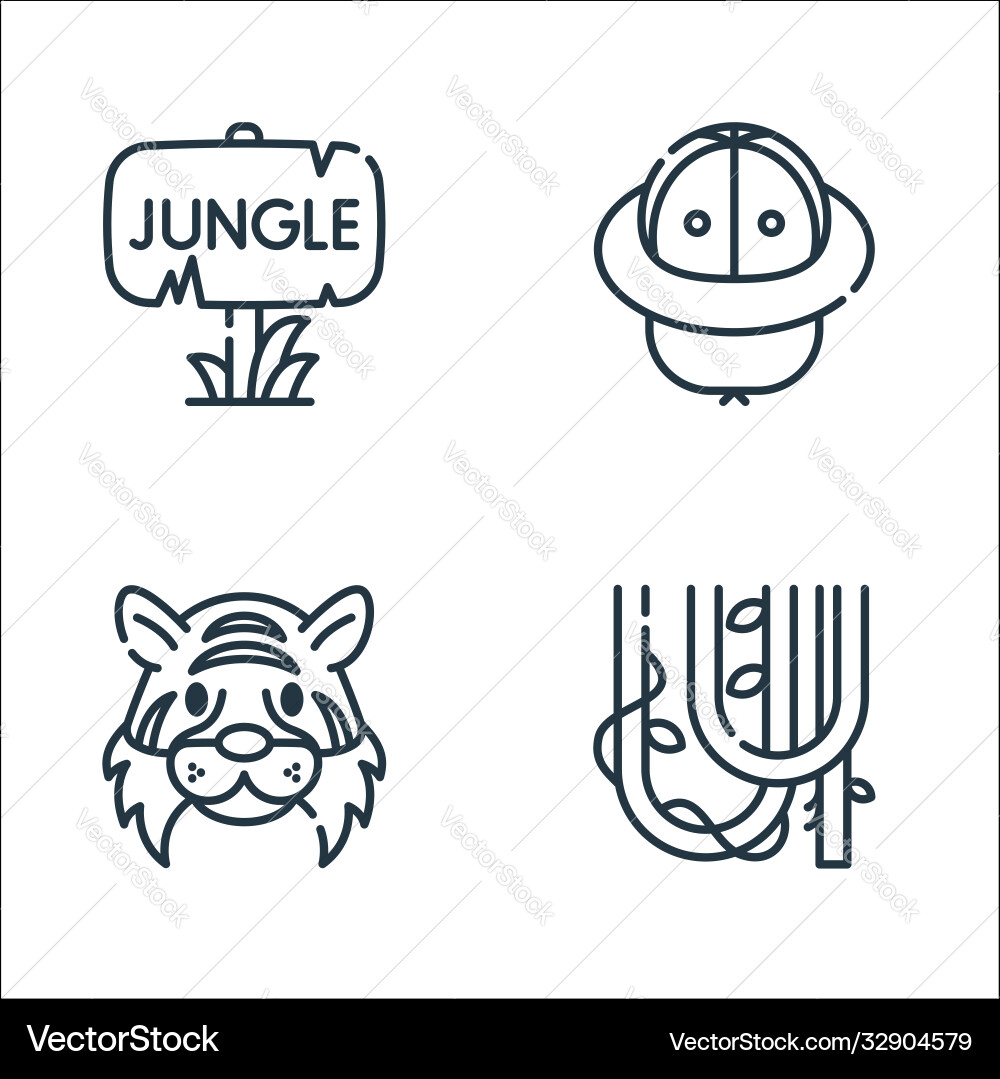Jungle line icons linear set quality Jungle line icons linear set quality Vector Image