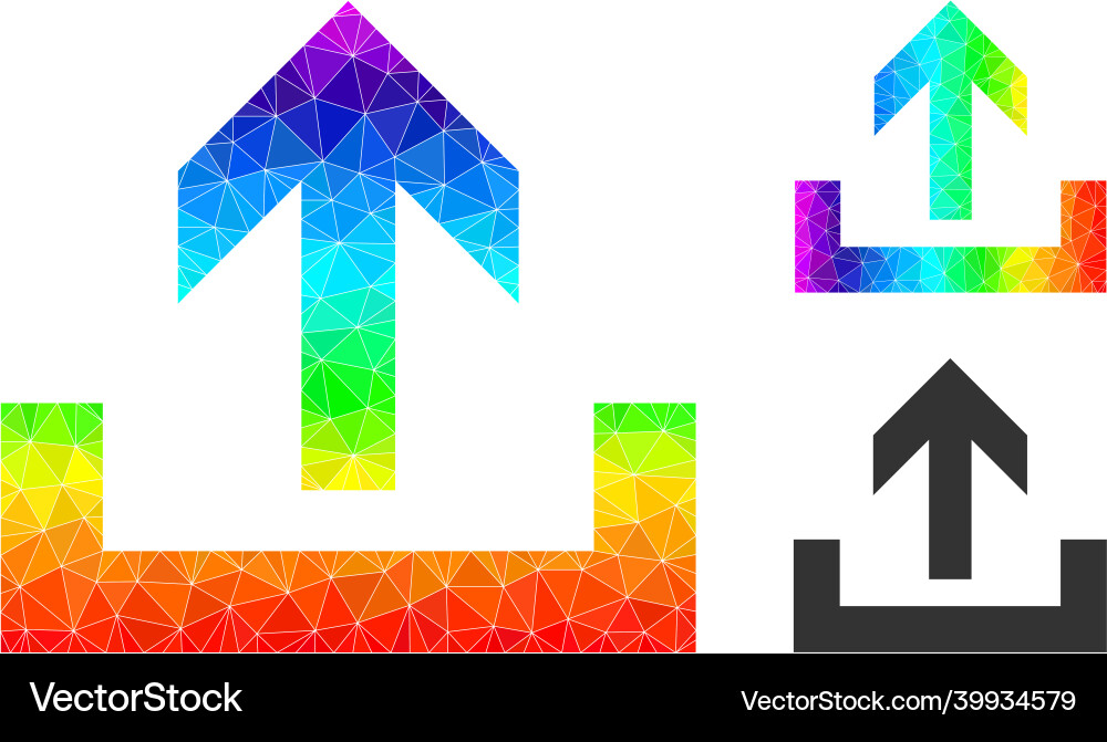 Lowpoly upload icon with rainbow gradient Lowpoly upload icon with rainbow gradient vector image