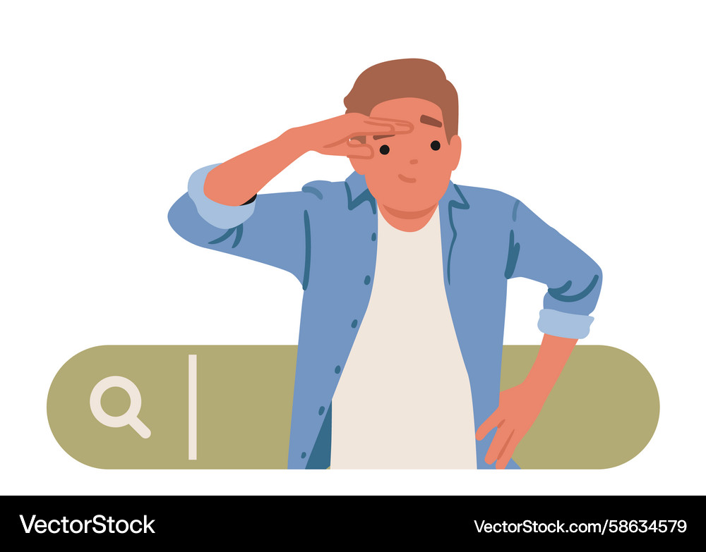 Man cartoon character making web search looking Vector Image
