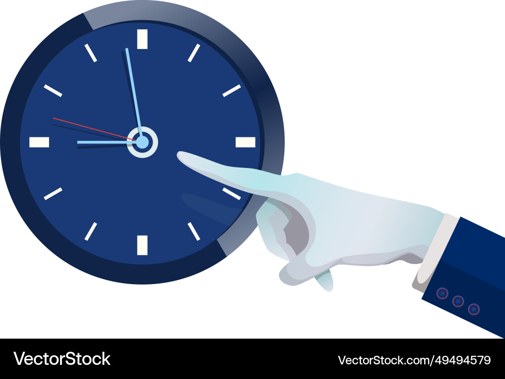 Man hand pointing time on clock icon Vector Image