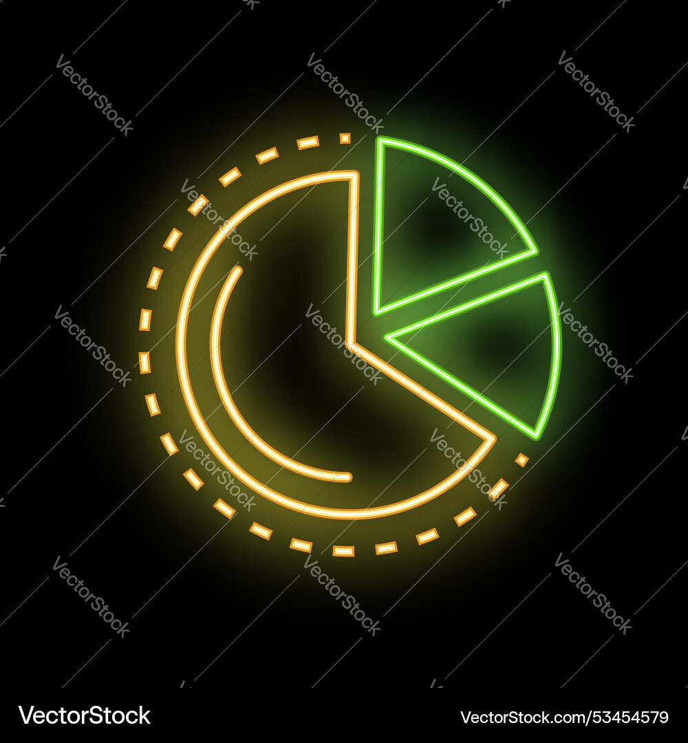 Neon style icon showing pie chart dividing data Neon style icon showing pie chart dividing data vector image