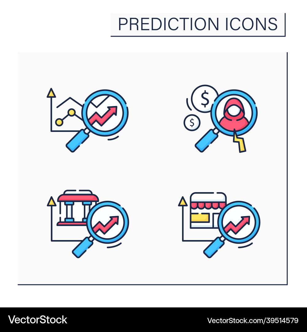 Predictive analytics color icons set vector image