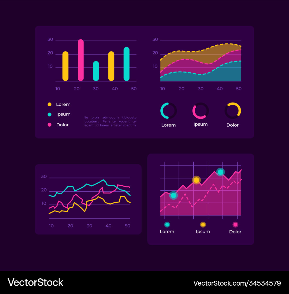 Progress charts ui elements kit Progress charts ui elements kit vector image