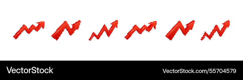 Red pixelated zigzag arrows display upward Vector Image