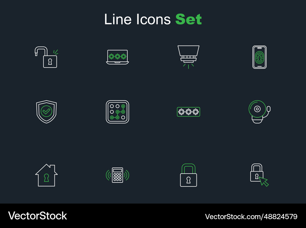 Set line lock security keypad access panel house Set line lock security keypad access panel house vector image
