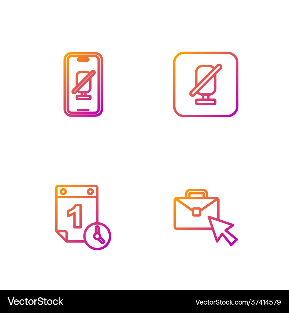 Set line online working time management mute Vector Image