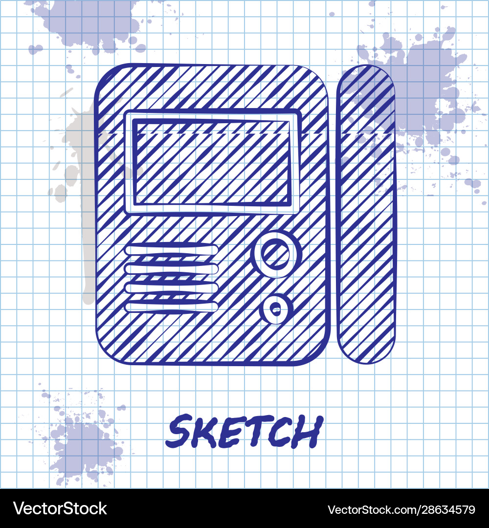 Sketch line house intercom system icon isolated vector image