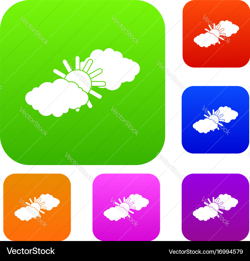 Sun and clouds set collection Vector Image