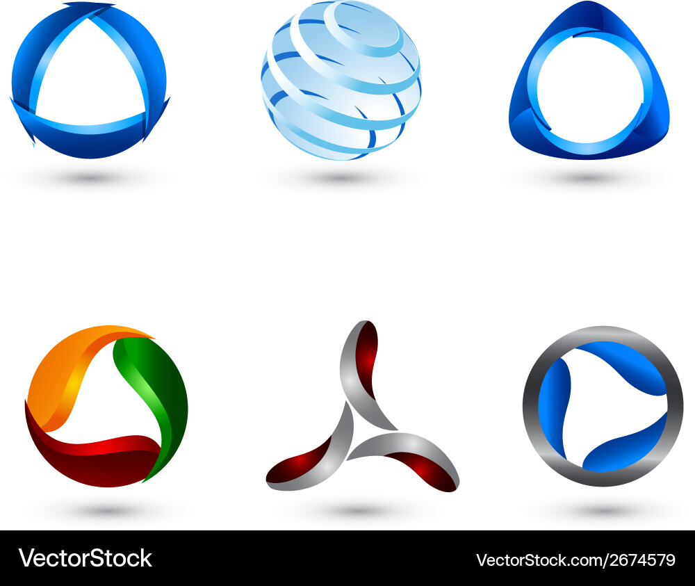 Three Dimensional Shape Collection vector image