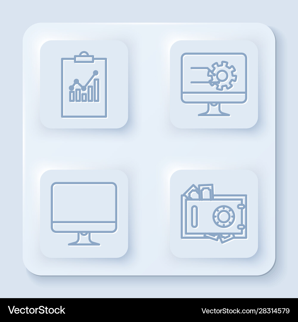 Zeilen-Clipboard mit Diagrammdiagramm-Computer einstellen Zeilen-Clipboard mit Diagrammdiagramm-Computer einstellen vektorbild
