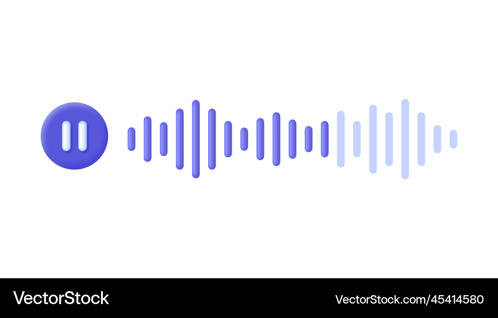 3d voice message with pause icon Vector Image