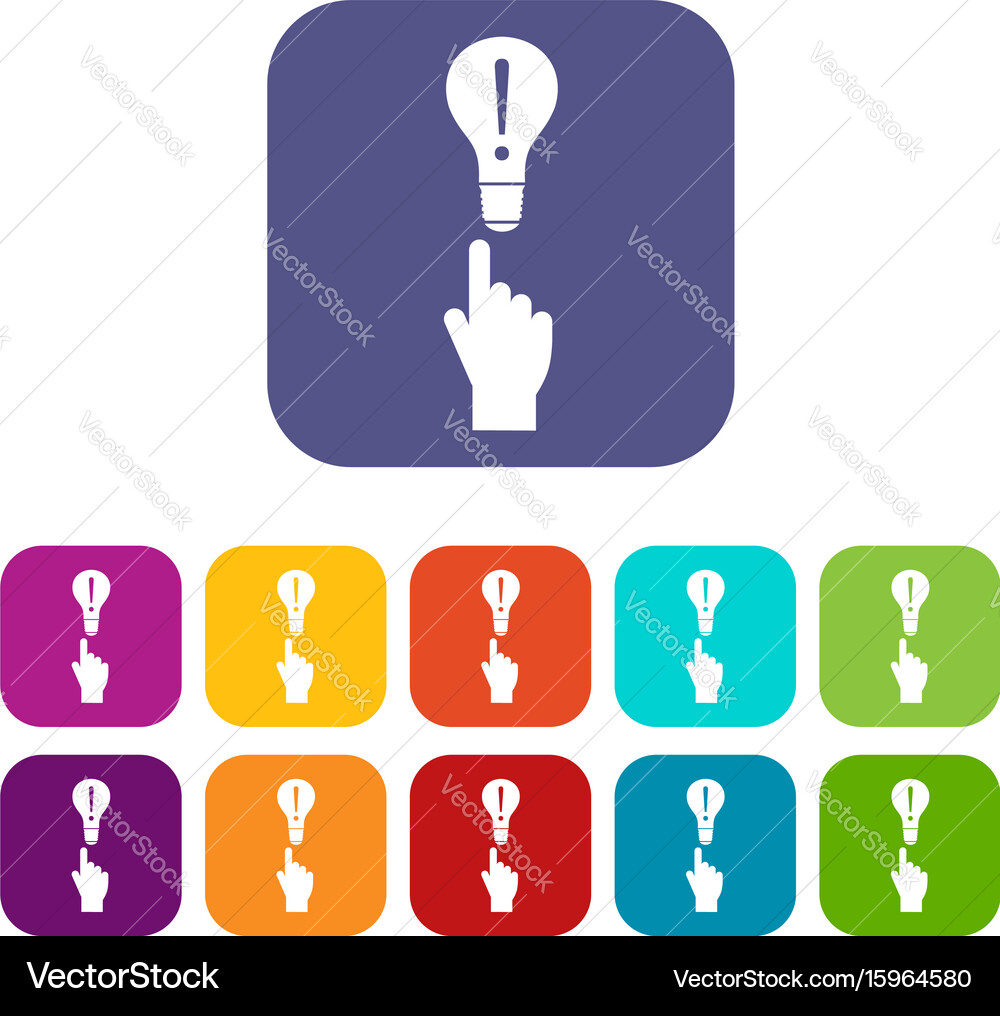 A finger pointer and light bulb icons set vector image