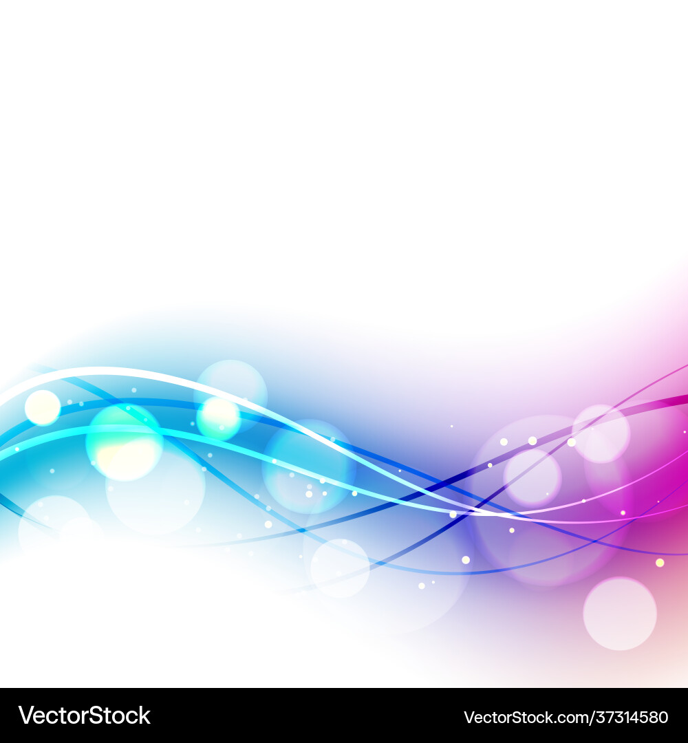 Abstract wavy lines with bokeh lights effect vector image