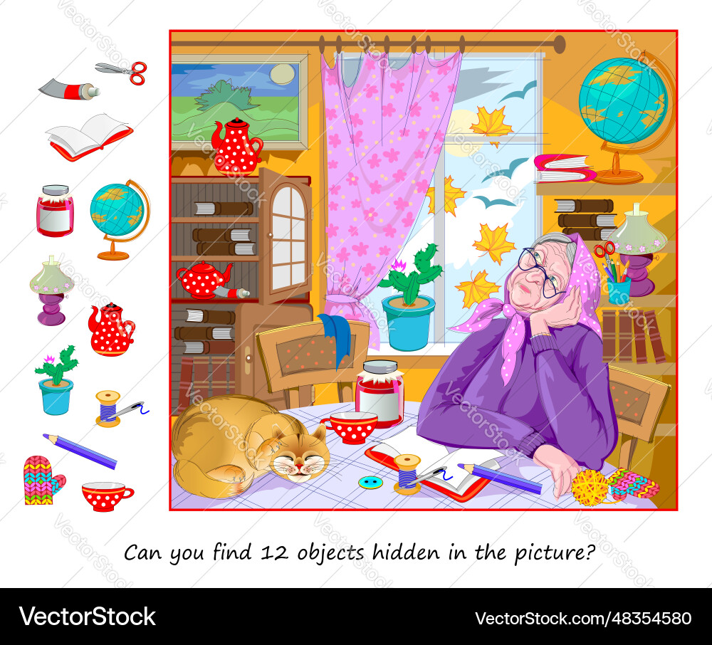 Can you find 12 objects hidden in the picture Can you find 12 objects hidden in the picture vector image