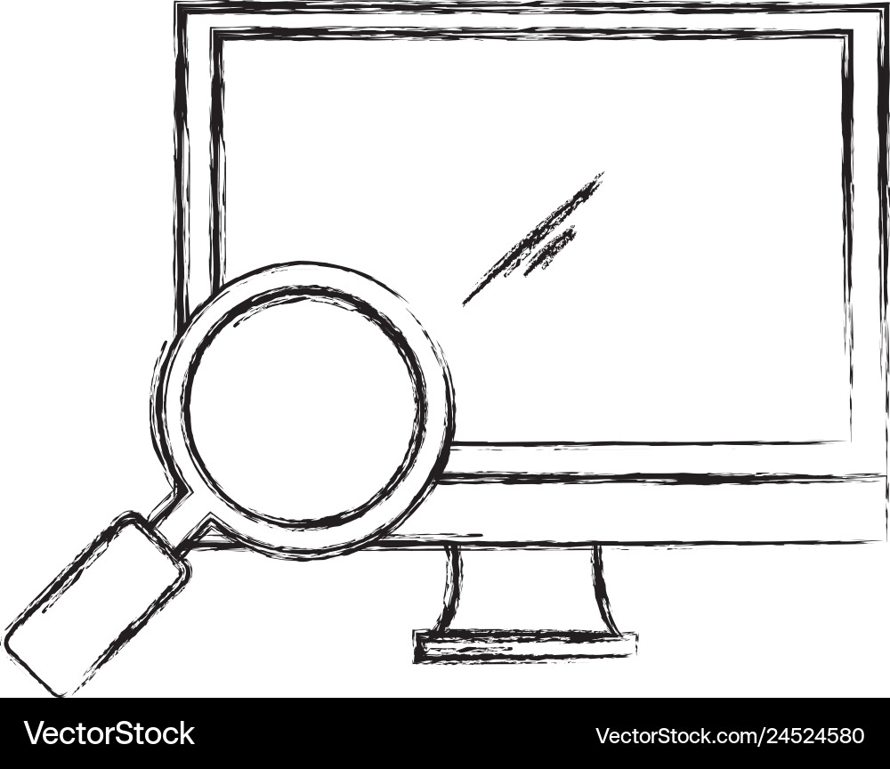 Computer display with magnifying glass Computer display with magnifying glass vector image