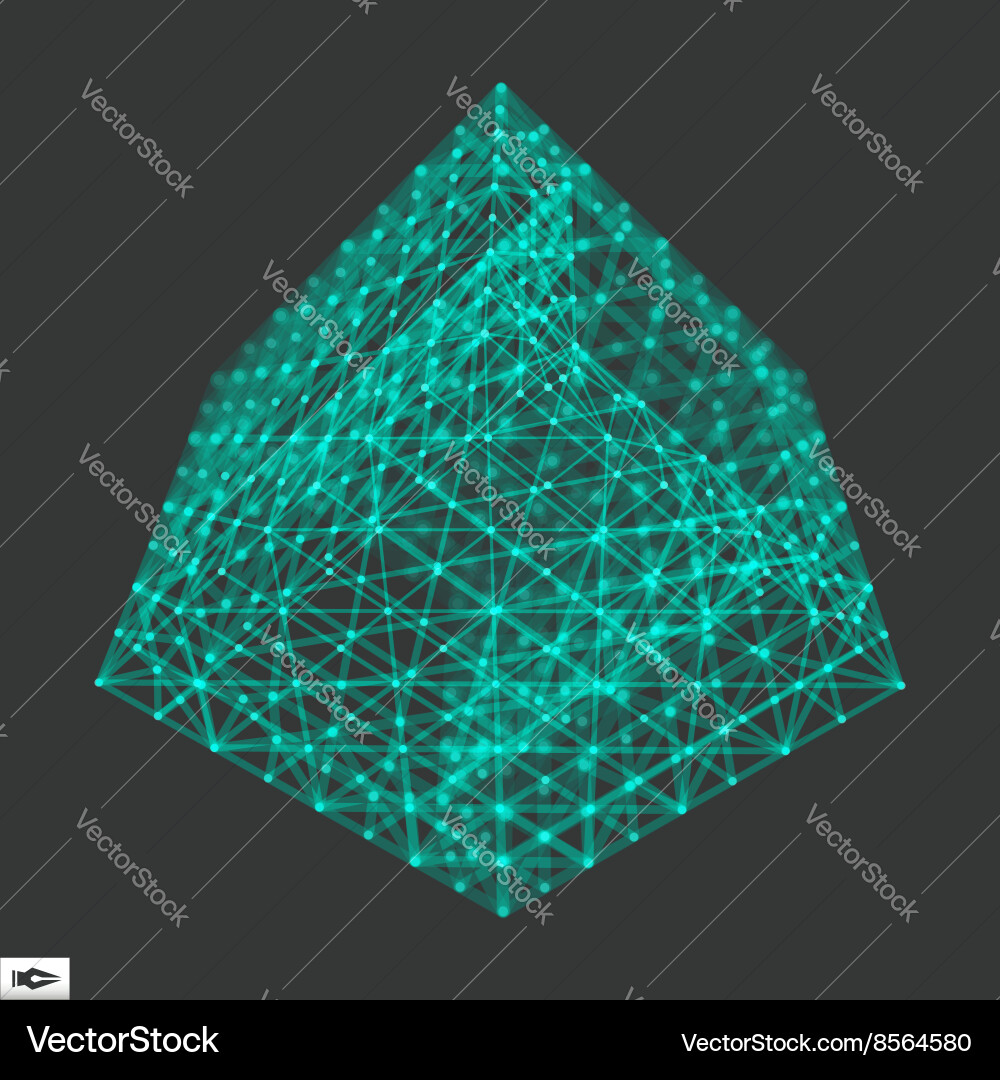 Cube molecular lattice connection structure 3d Vector Image