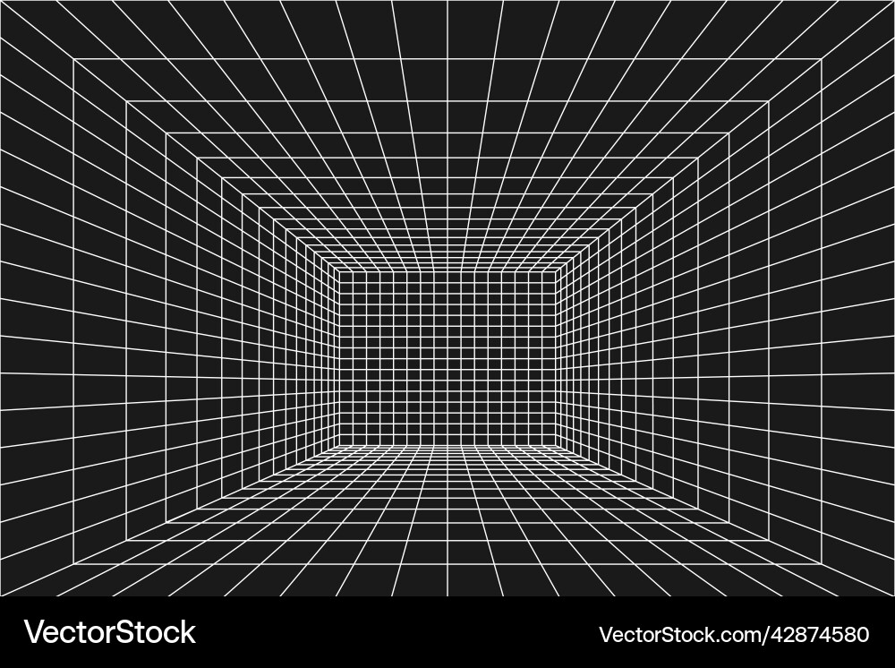 Cyber grid retro punk perspective rectangular Cyber grid retro punk perspective rectangular vector image