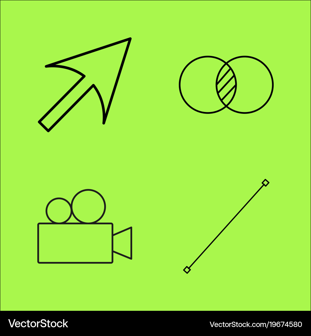 Design elements simple linear outline icon set vector image