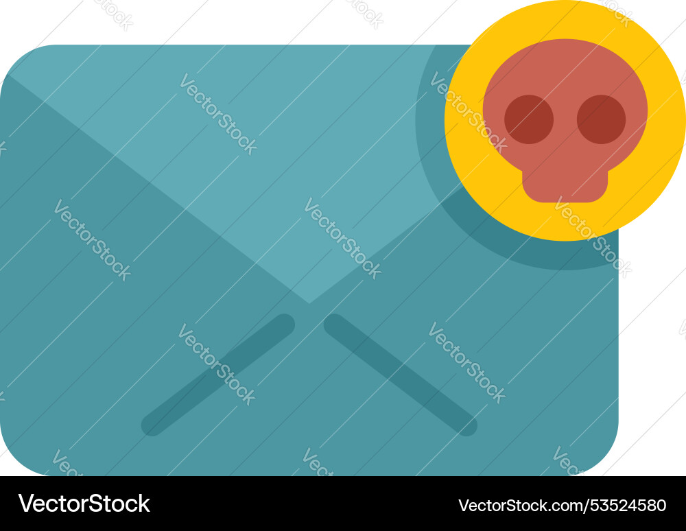 Email with skull showing virus threat concept Vector Image