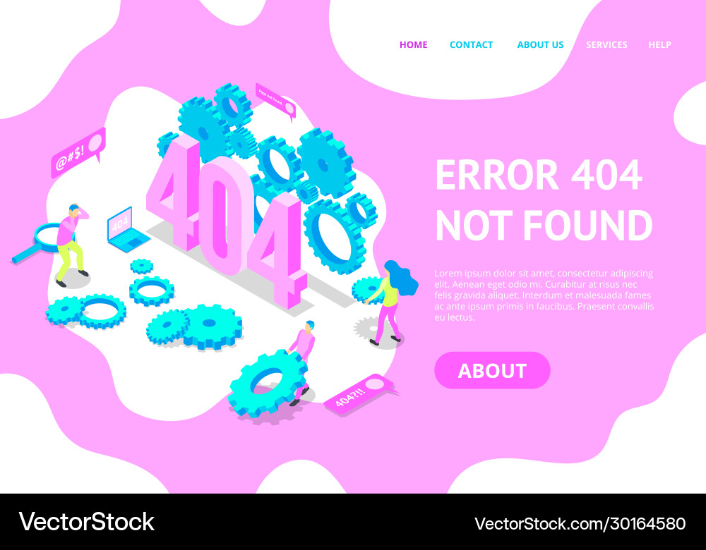 Error not found concept card landing web page Error not found concept card landing web page vector image