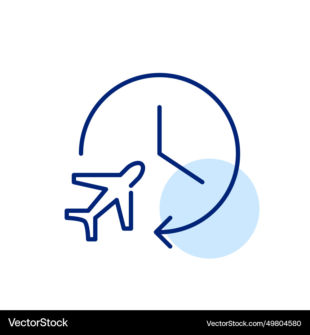 Flight duration airplane and clock pixel perfect Vector Image
