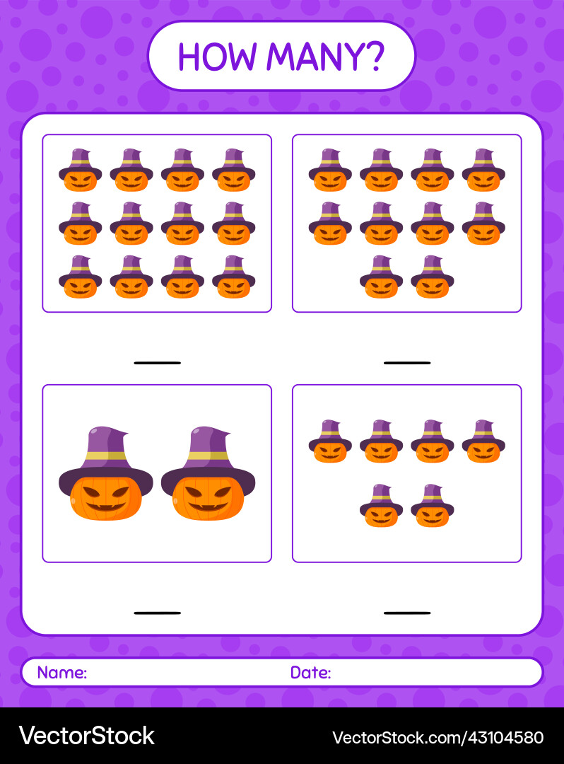 How many counting game with jack o lantern How many counting game with jack o lantern vector image