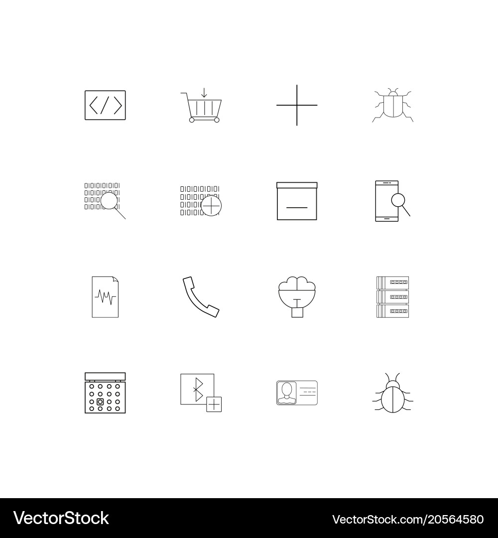 Internet technologies simple linear icons set Vector Image