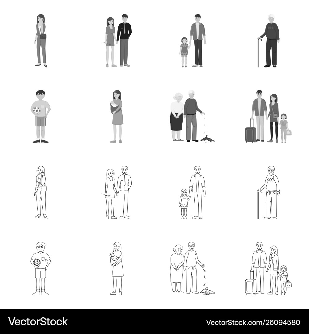 Isolated object character and avatar icon set Isolated object character and avatar icon set Vector Image