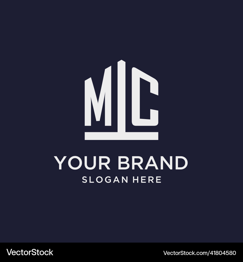 Mc initial monogram logo design with pentagon vector image