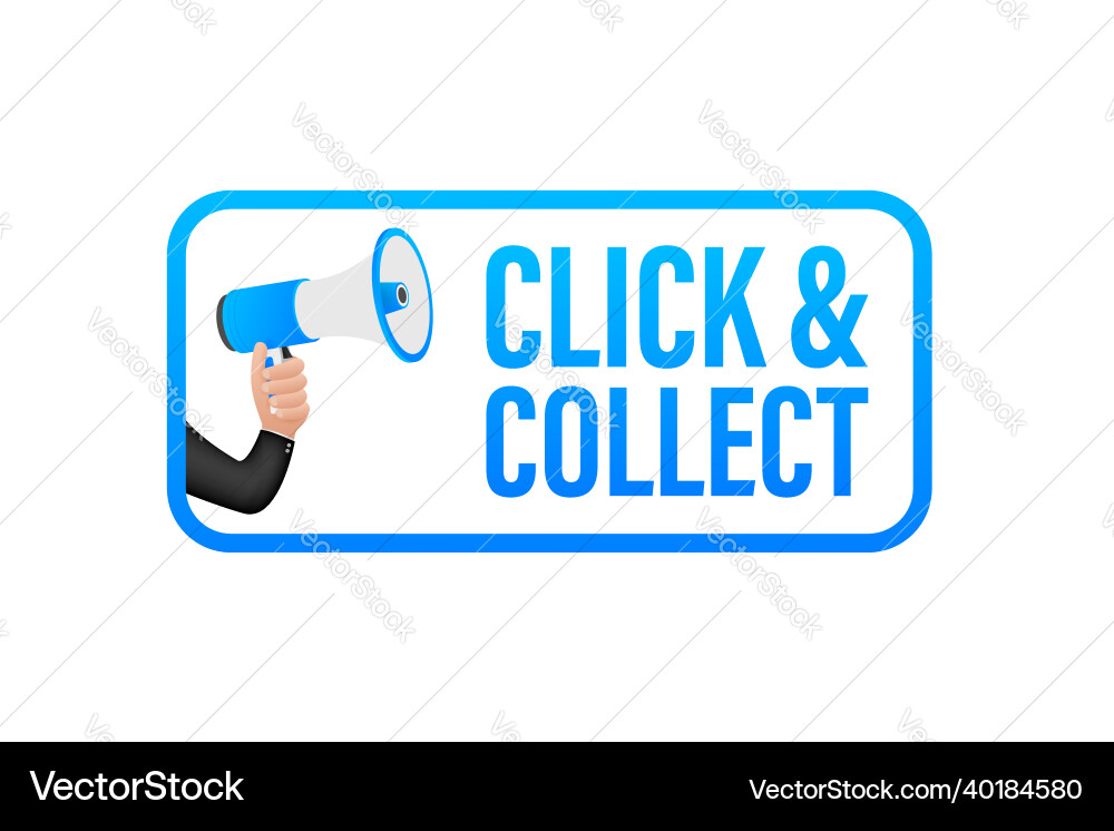 Megaphone click and collect banner flat style Megaphone click and collect banner flat style vector image