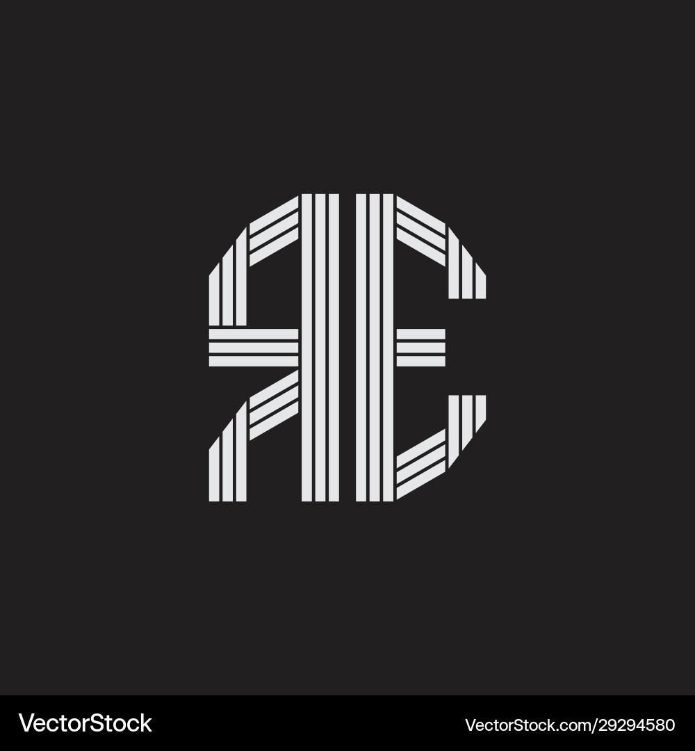 Re logo monogram with outline style linked Vector Image