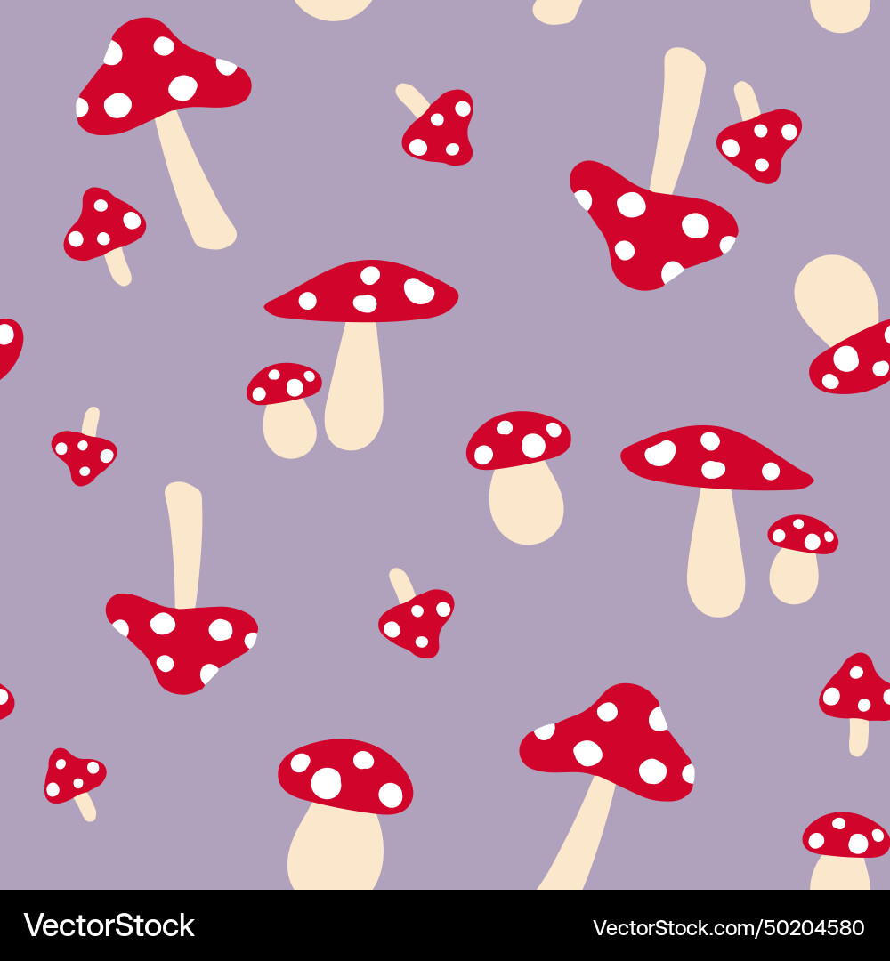 Seamless repeat pattern with red mushrooms Vector Image
