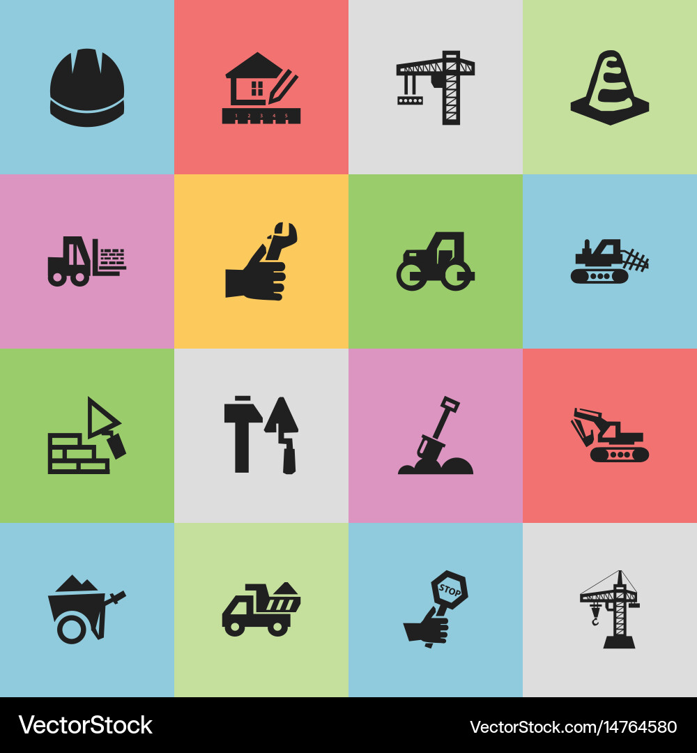 Set of 16 editable structure icons includes vector image