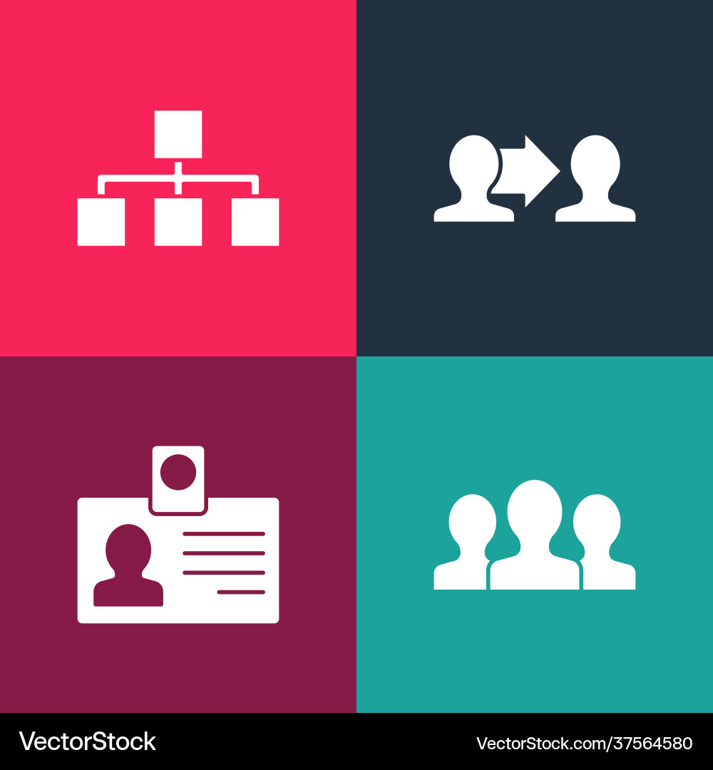 Set pop art users group identification badge Set pop art users group identification badge Vector Image