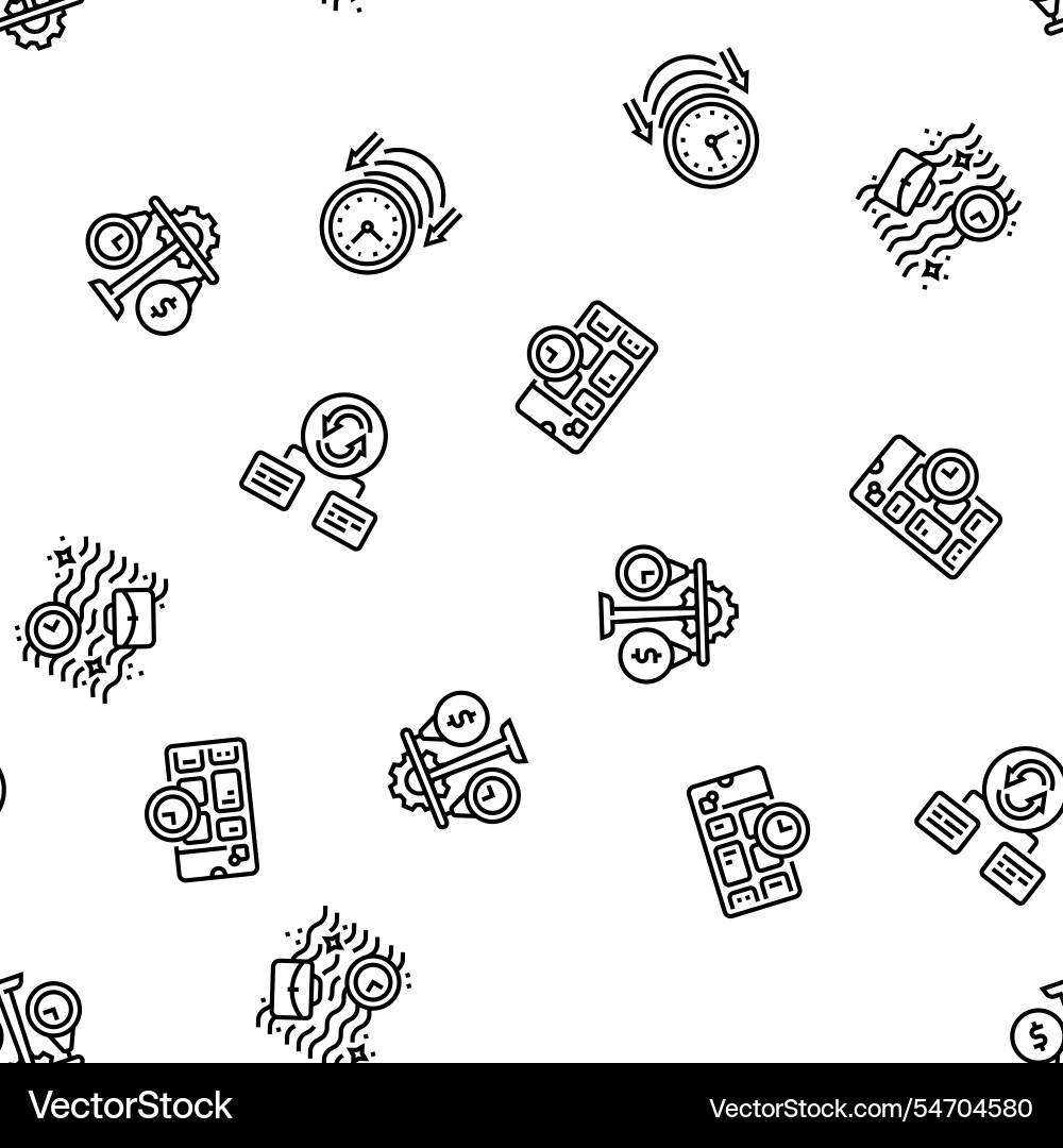 Time management clock work seamless pattern Time management clock work seamless pattern vector image
