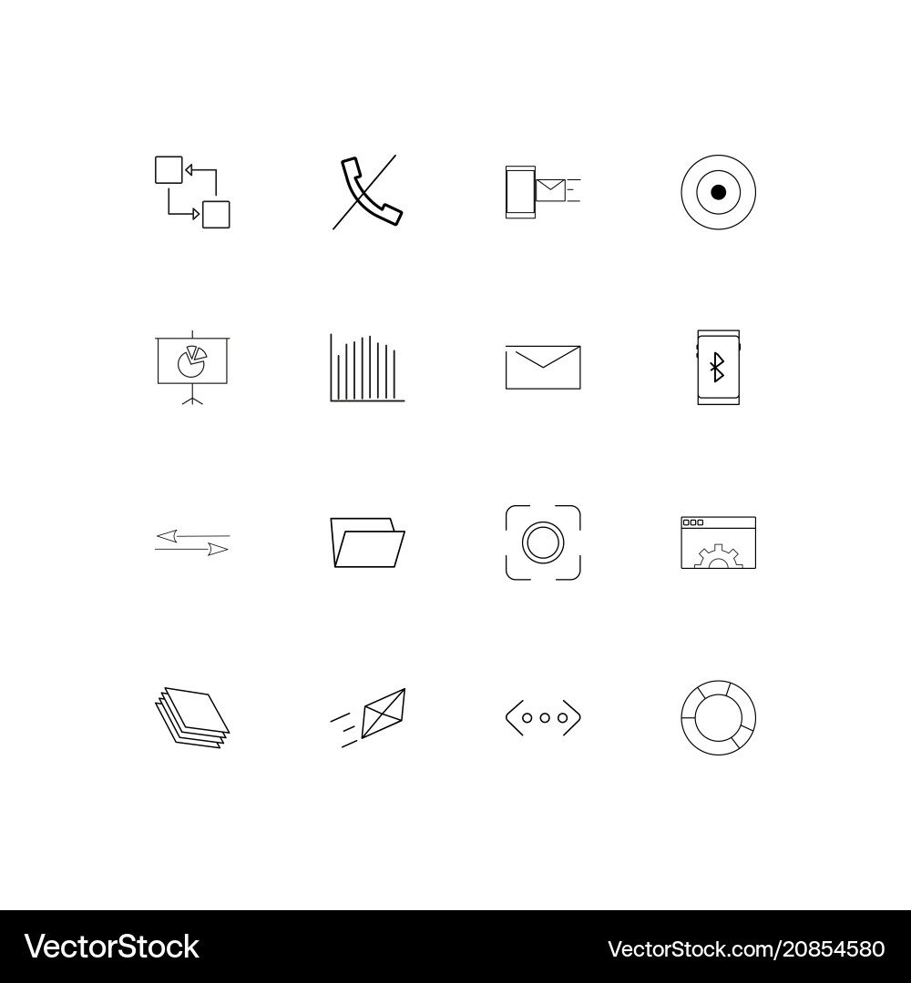 Web linear thin icons set outlined simple vector image
