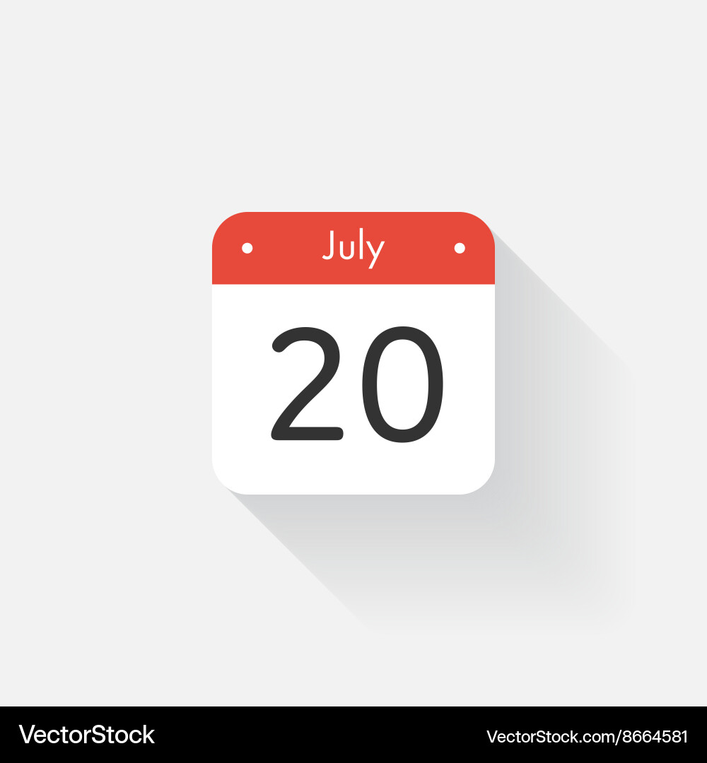Calendar icon with long shadow flat style date Vector Image