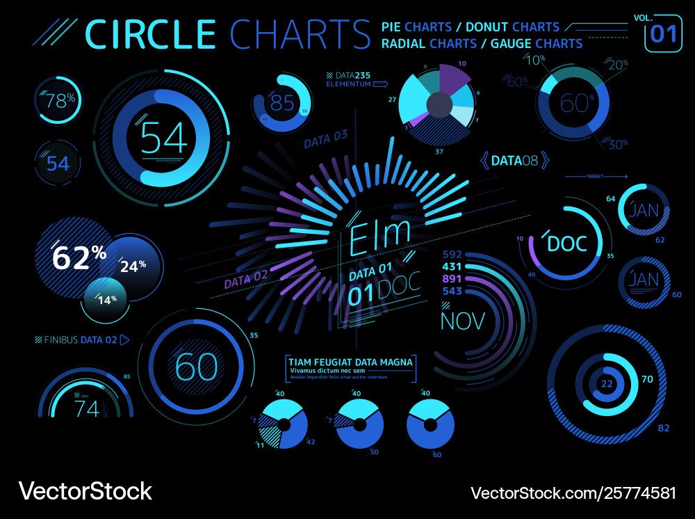 Circular Chart Elements - Data Visualization vector image