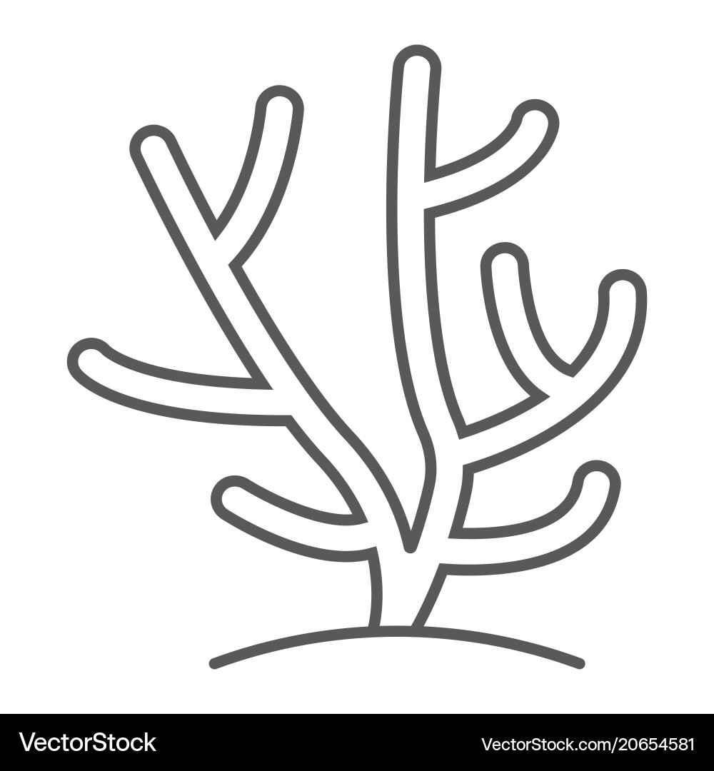 Coral thin line icon ocean and underwater vector image