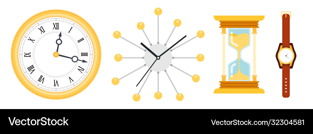 Different types clocks set icons Different types clocks set icons vector image