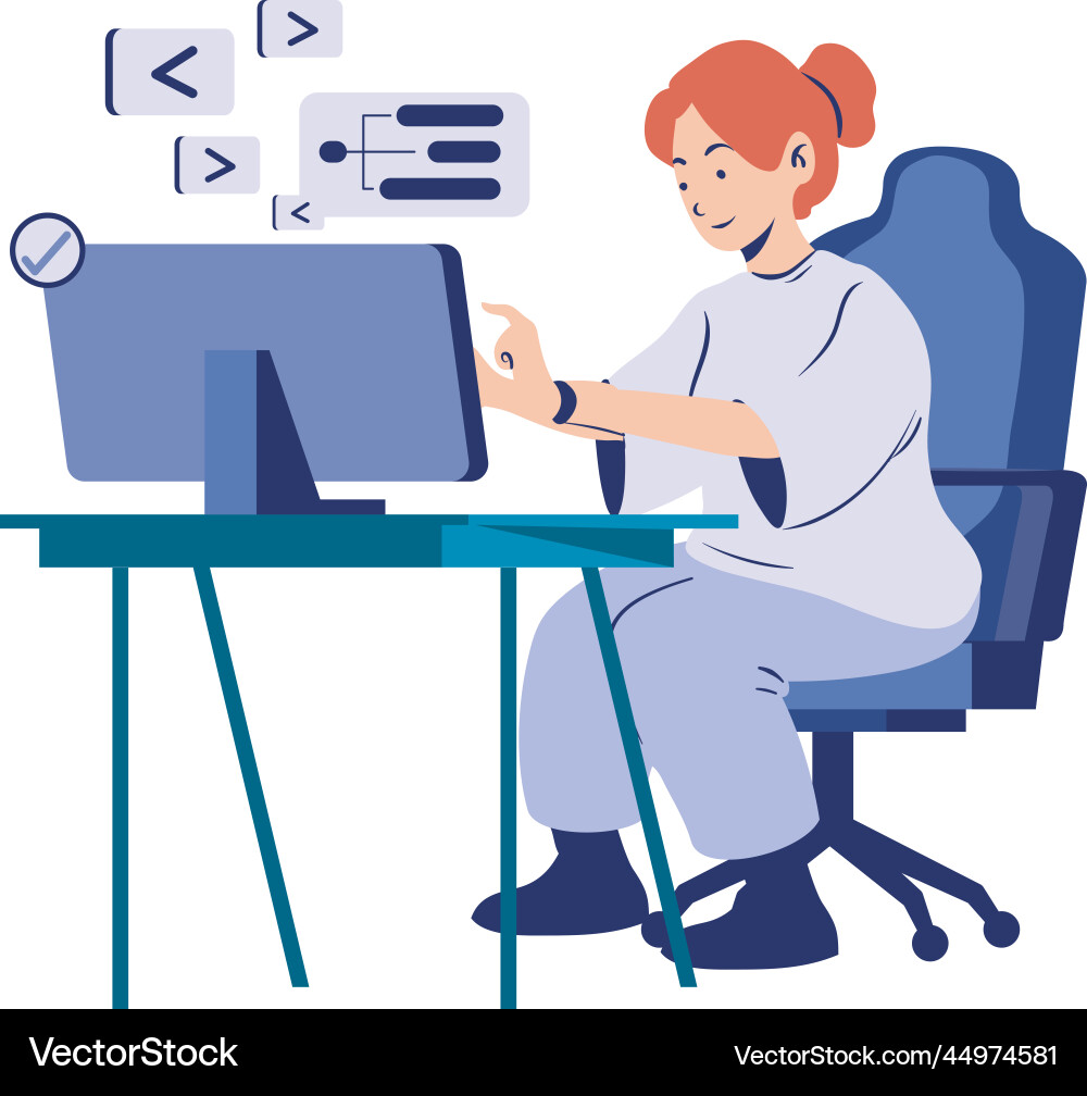 Female programmer design vector image