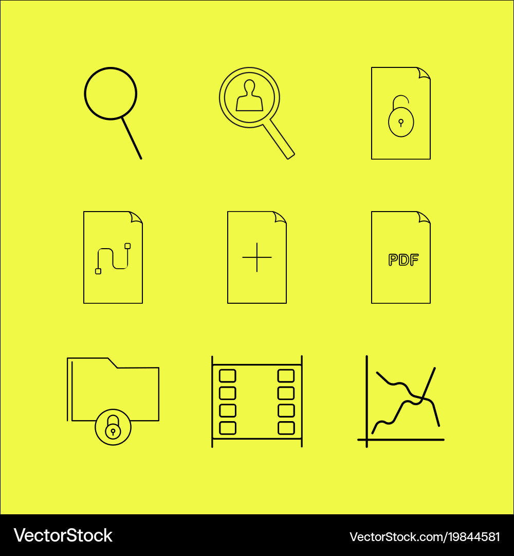 Files and folders linear icon set simple outline vector image
