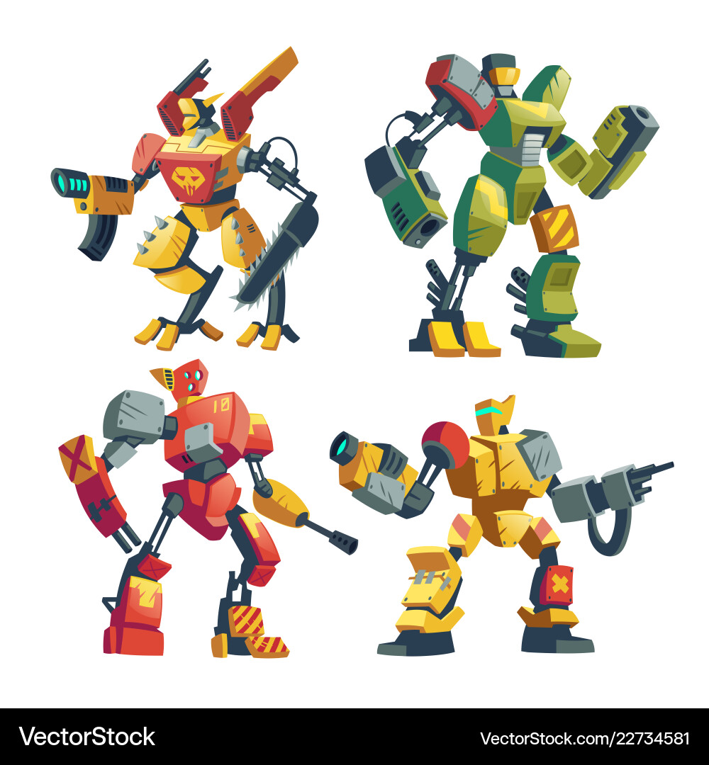 Futuristic Robot Guards Vector Image