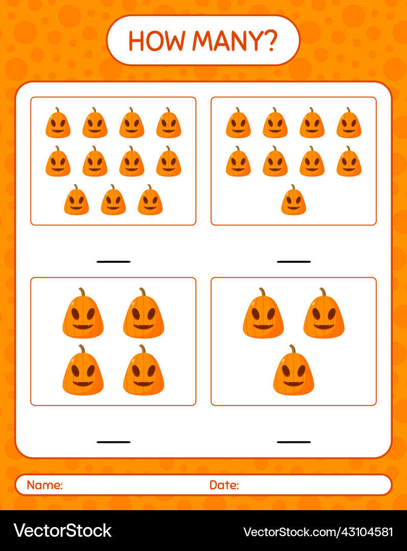 How many counting game with jack o lantern Vector Image