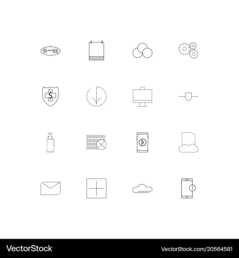 Internet technologies simple linear icons set vector image