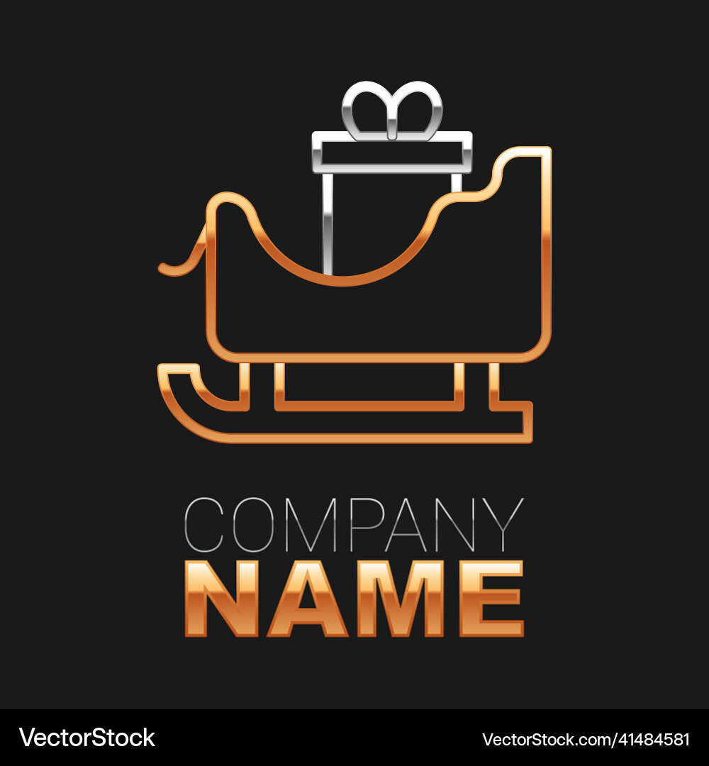 Line christmas santa claus sleigh with sack bag Line christmas santa claus sleigh with sack bag vector image